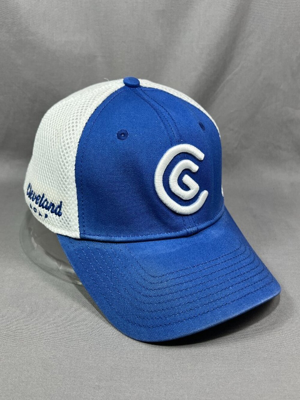 New Era Cleveland Golf Trucker Hat Blue White Soft Mesh Adjustable Strapback Cap